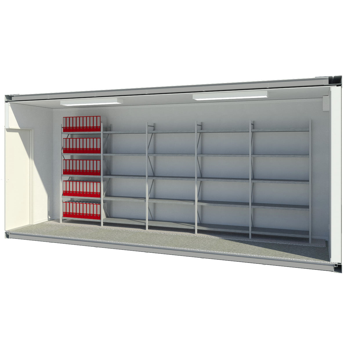 Archivcontainer mit Regalen für bis zu 550 Ordner - 6x2,4m - economy.line - 600AR-EL-M-4