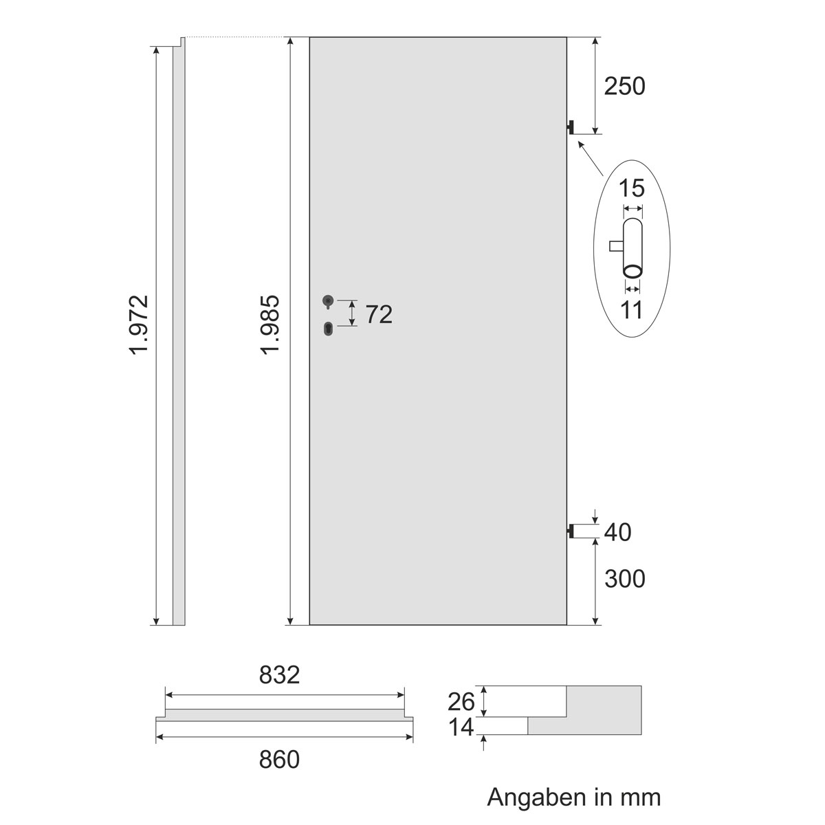 Ersatztür für Raum-Bürocontainer – Stahl-Türblatt – 875x2.000mm - grundiert